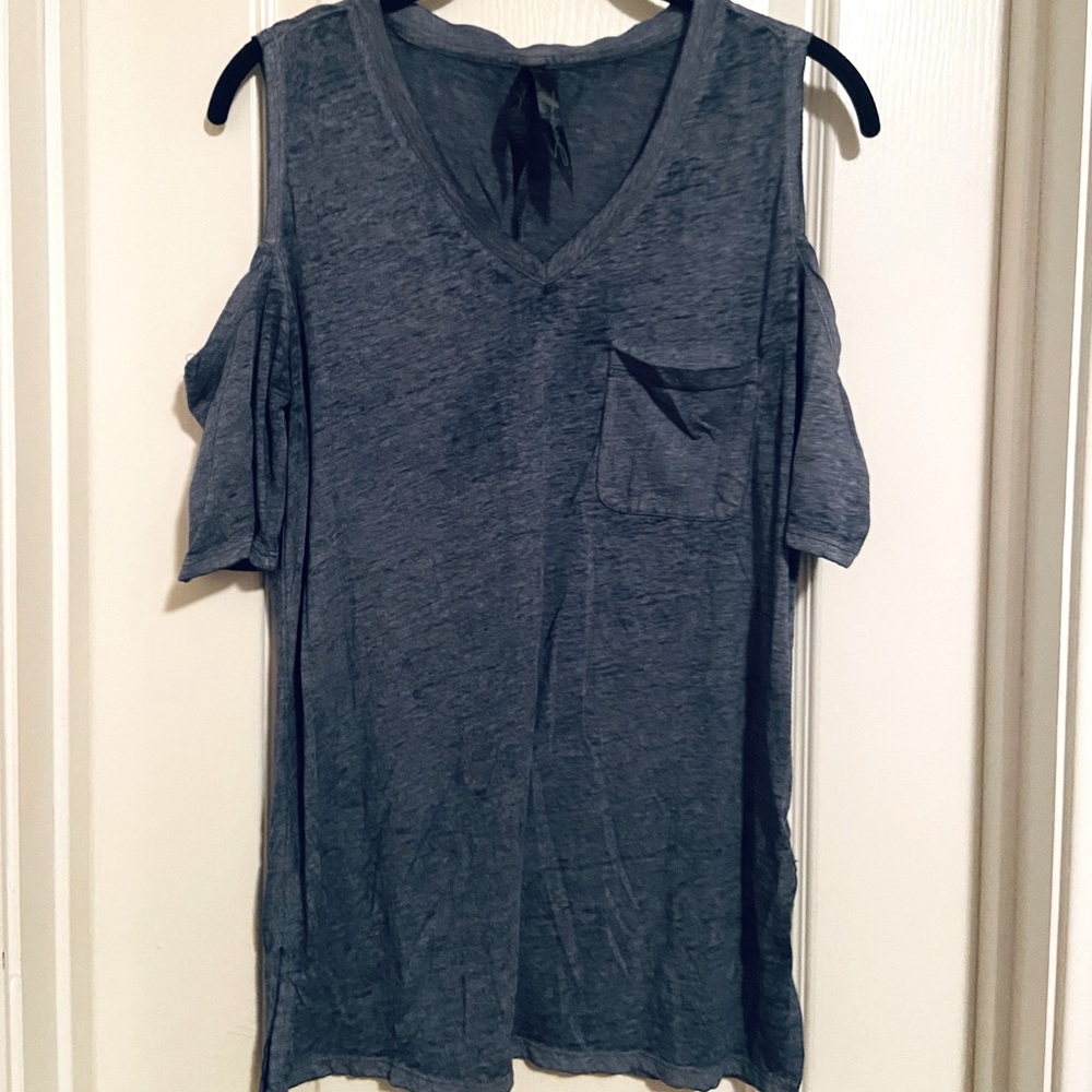 Seven7 Women’s Semi-Sheer Cold Shoulder Top S